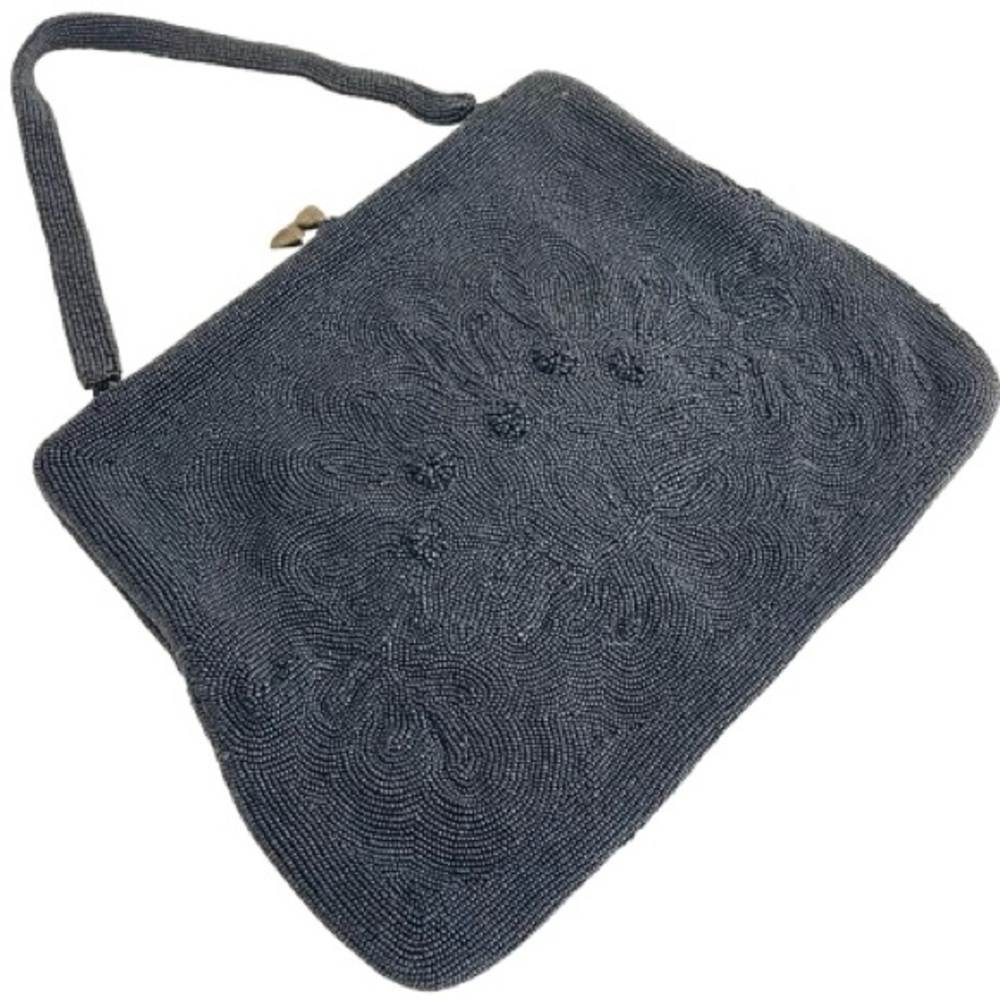 Vintage 50s Completely Beaded Black Designer Bag by AMEN WARDY | Formal Purse